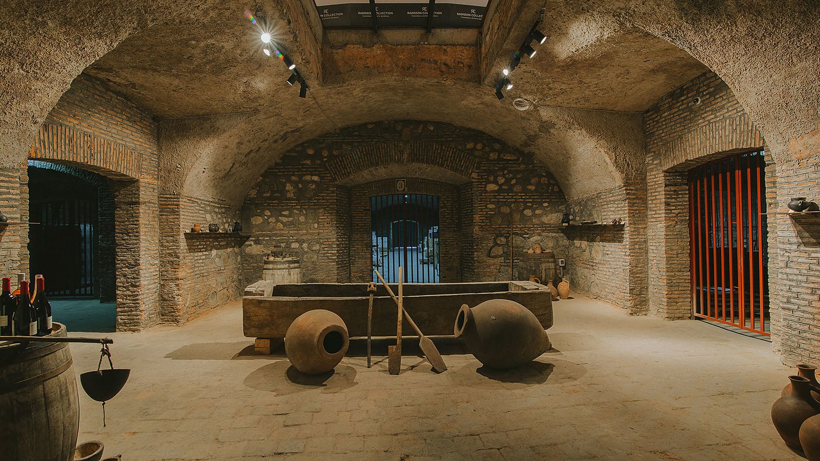 Historic 19th-century stone wine cellar with buried clay qvevri vessels at Tsinandali Estate