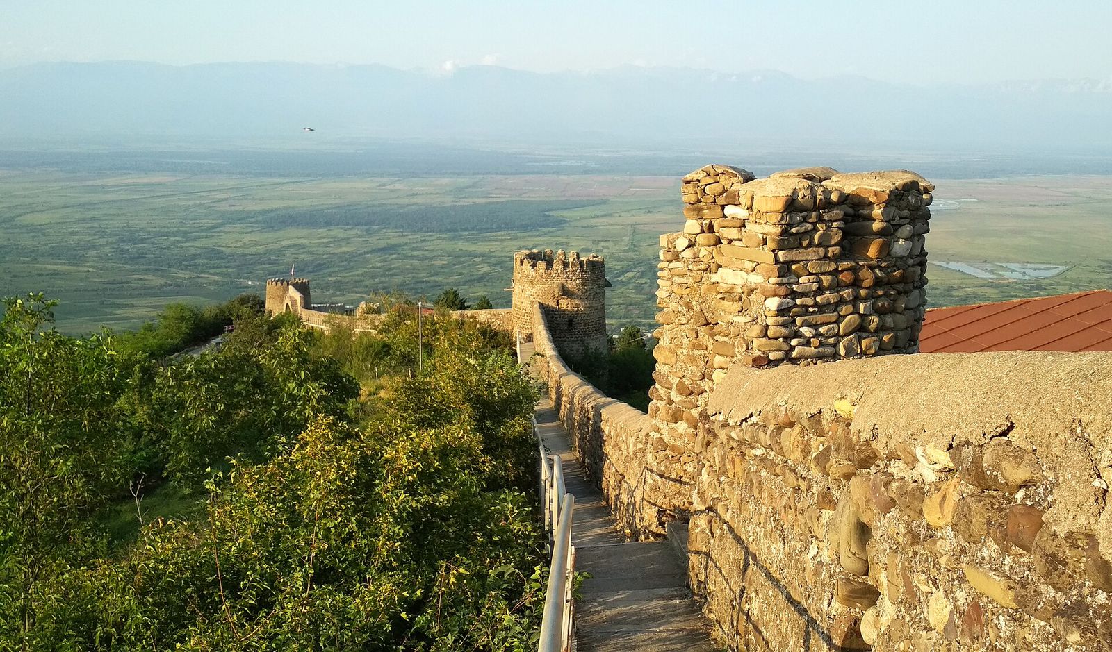 18th-century defensive stone walls and watchtowers of Sighnaghi overlooking the Alazani Valley